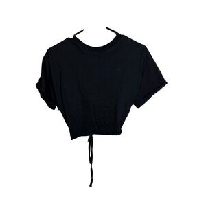 day break womens short sleeve black crop top size medium‎